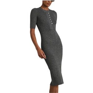 Reiss Sandy Knitted Button Ribbed Sweater Dress Medium